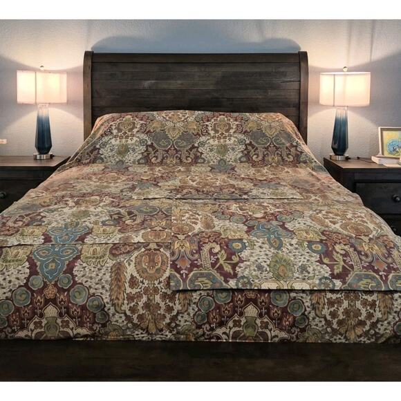 New Pottery Barn Angelian Ikat Reversible King Duvet Cover 3 Standard Shams - Picture 2 of 13